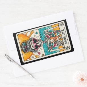 Adesivo Retangular Vinhetas do Skeleton Tarot Card da Mãe