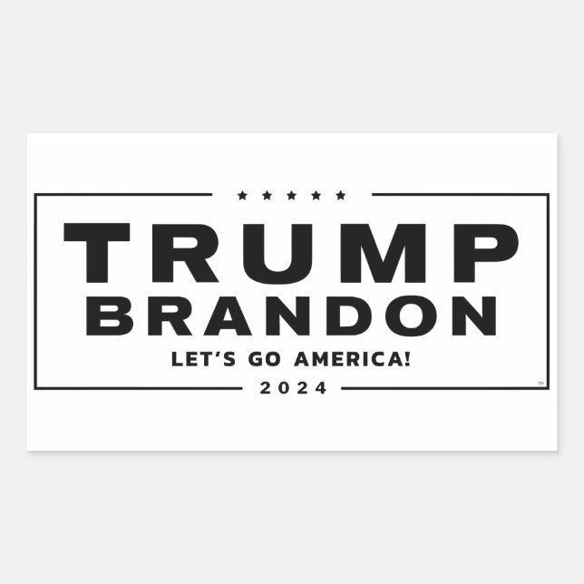 Adesivo Retangular Vinhetas eleitorais Trump Brandon 2024™ (Preto) (Frente)