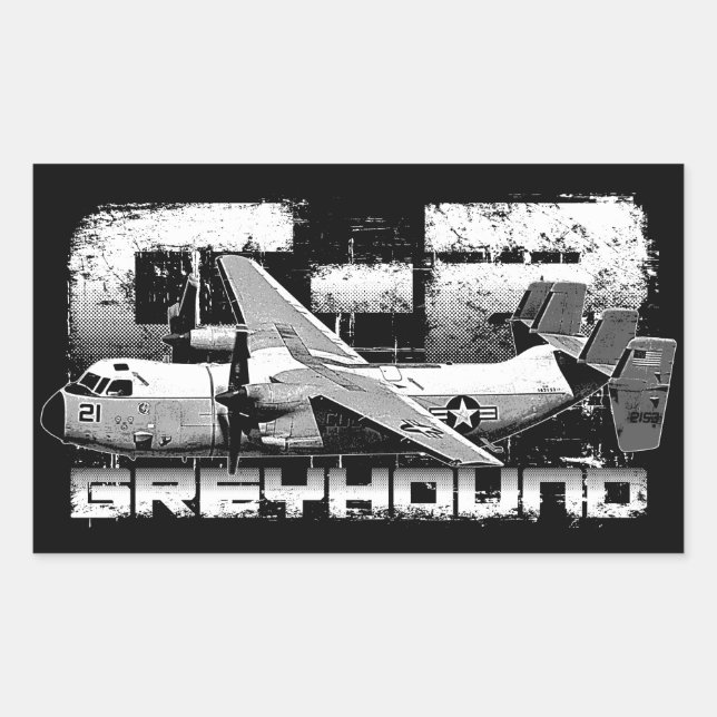 Adesivo Retangular Vinhetas retangulares de C-2 Greyhound (Frente)
