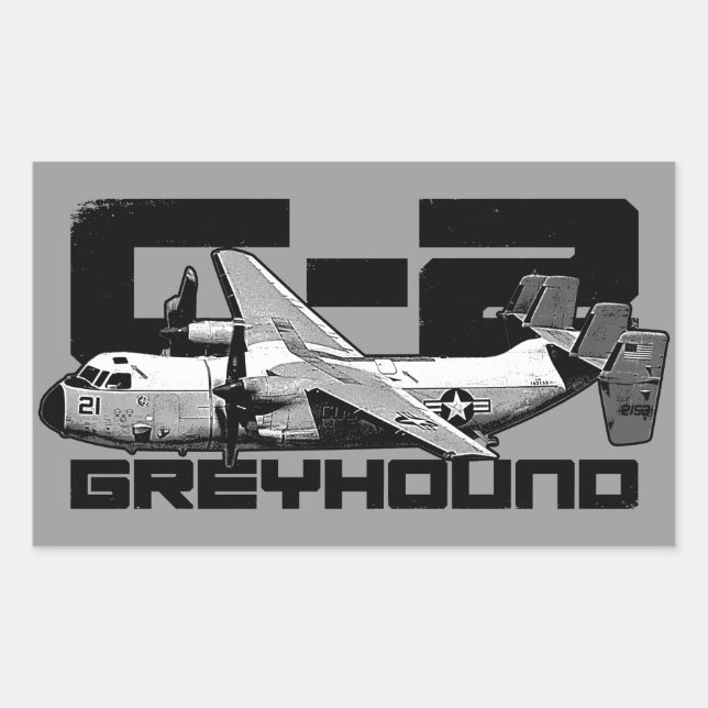 Adesivo Retangular Vinhetas retangulares de C-2 Greyhound (Frente)