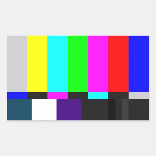 Adesivo Retangular Vinhetas retangulares do ecrã de ensaio TV (Frente)