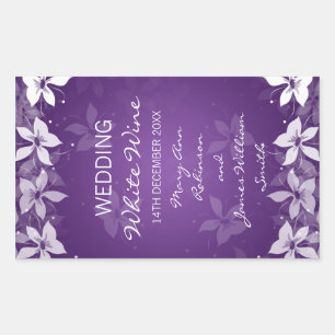Adesivo Retangular Vinho De Casamento Floral Rótulo De Sangue Exótico