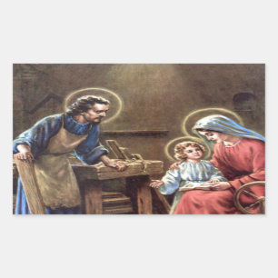 Adesivo Retangular vintage a família sagrada, Jesus cristo, Josef, M