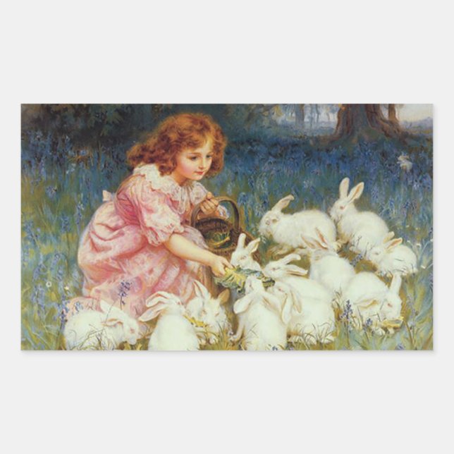 Adesivo Retangular Vintage Animais Lindos Páscoa (Frente)