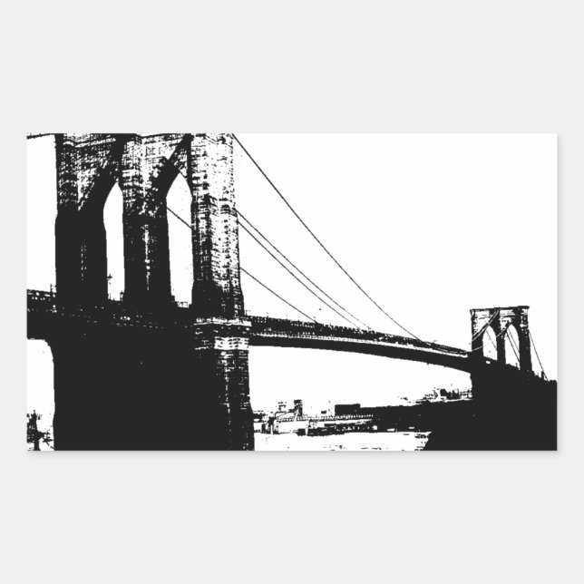 Adesivo Retangular Vintage Brooklyn Bridge (Frente)