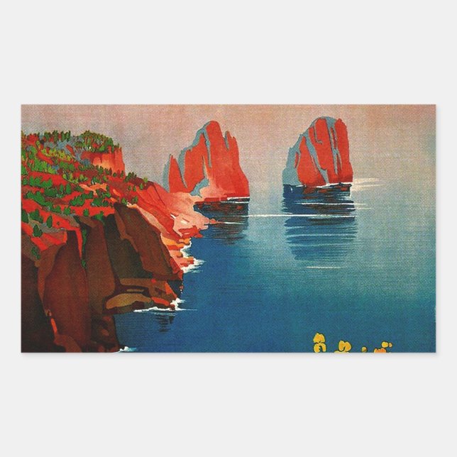 Adesivo Retangular Vintage Capri L'Isola del Sole Itália (Frente)