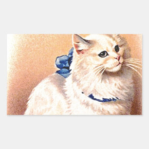 Adesivo Retangular Vintage Cat com Arco Azul