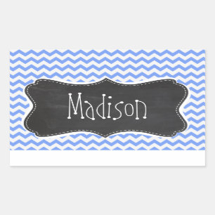 Adesivo Retangular Vintage Chalkboard look, Blue Chevron Patteron