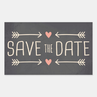 Adesivo Retangular Vintage Chalkboard Save the Date Design