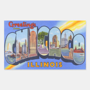 Adesivo Retangular Vintage Chicago Illinois Stickers