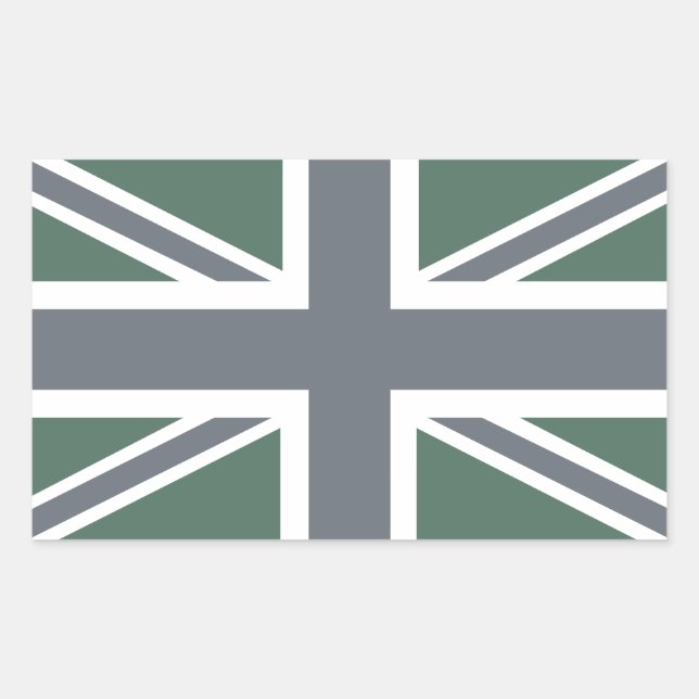 Adesivo Retangular Vintage Cinza Classic Union Jack British(UK) Flag (Frente)