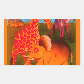 Adesivo Retangular Vintage Cores de animais selvagens africanos color
