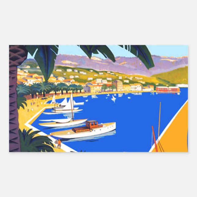 Adesivo Retangular Vintage Cote D'Azur Viagem (Frente)