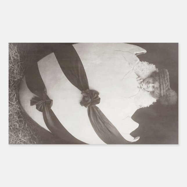 Adesivo Retangular Vintage - Dama de Ovos de Páscoa (Frente)