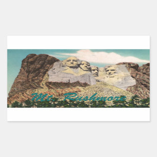 Adesivo Retangular Vintage do Monte Rushmore