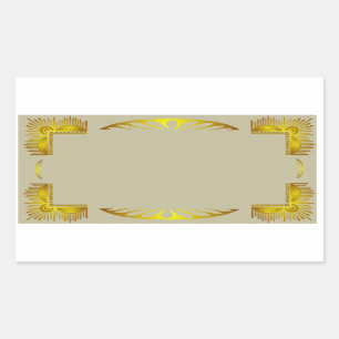 Adesivo Retangular Vintage Dourado Art Deco Border Sticker