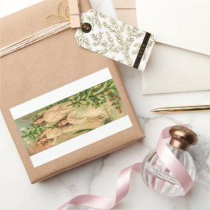 Adesivo Retangular Vintage em Anjos de Natal Russos