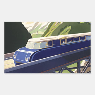 Adesivo Retangular Vintage Europe Rail Viagem