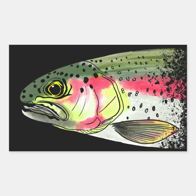 Adesivo Retangular Vintage Fly Fisheries Rainbow Trout (Frente)