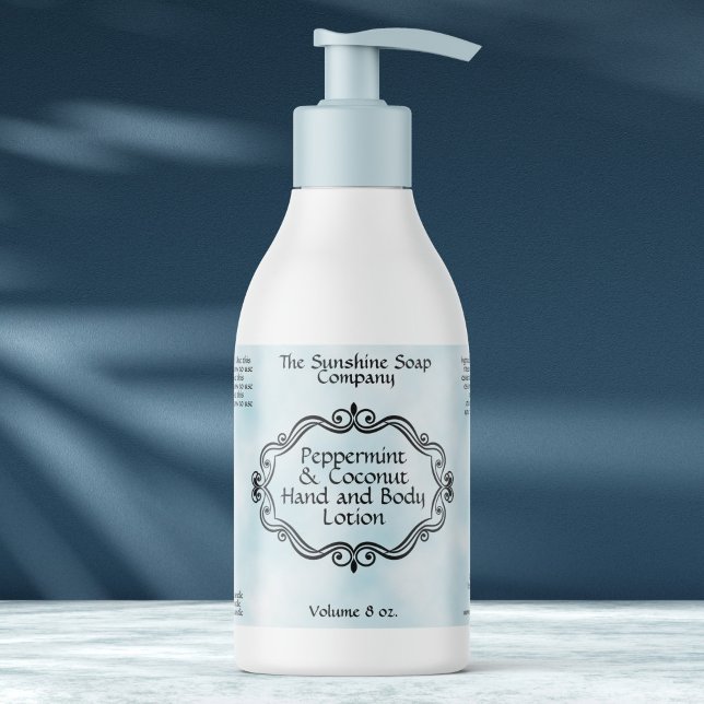 Adesivo Retangular Vintage Frame Blue Parchment Cosmetics Bottle (Criador carregado)