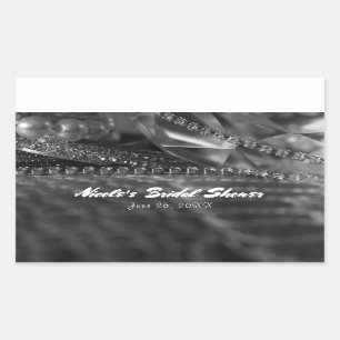 Adesivo Retangular Vintage Glamor Diamantes e Pérolas, Favor Elegante