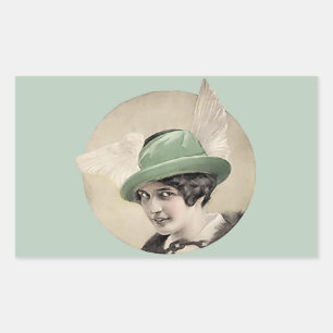 Adesivo Retangular Vintage Green Hat
