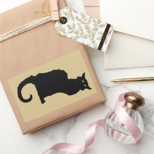 Adesivo Retangular Vintage Halloween, Spooky Art Nouveau Black Cat