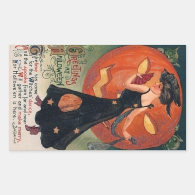 Adesivo Retangular Vintage Halloween Sticker (Frente)