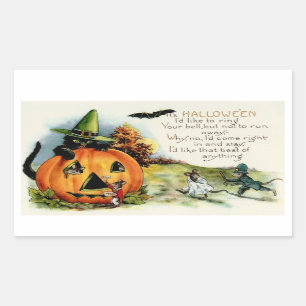 Adesivo Retangular Vintage Halloween Stickers - Trick ou Tratar