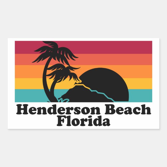 Adesivo Retangular Vintage Henderson Beach Flórida (Frente)