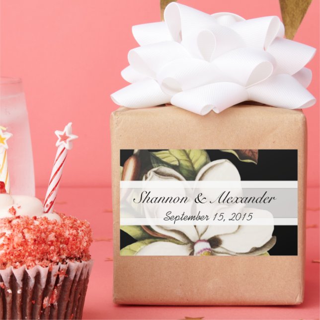 Adesivo Retangular Vintage Magnolia em Black Stickers (Festa)