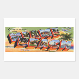 Adesivo Retangular Vintage Miami Beach Sticker