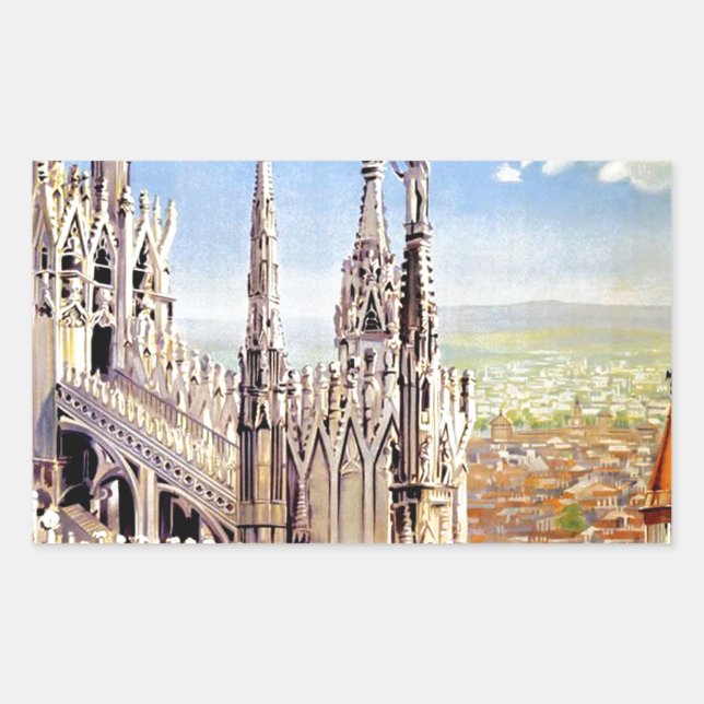 Adesivo Retangular Vintage Milano Viagem (Frente)