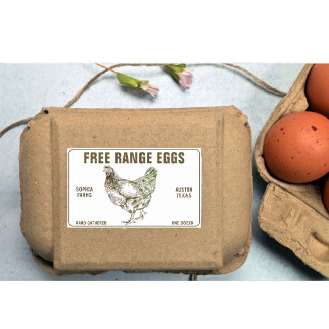 Adesivo Retangular Vintage Modern Personalizado Nome do Proprietário  (Modern vintage farm owner name egg sticker)