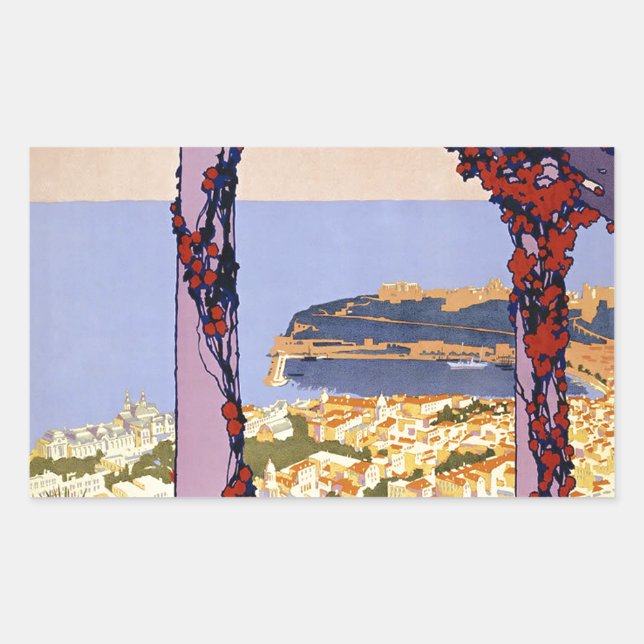 Adesivo Retangular Vintage Mônaco Monte Carlo Viagem (Frente)