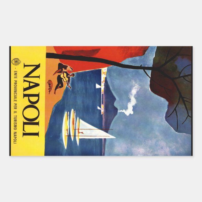 Adesivo Retangular Vintage Napoli Nápoles em Itália (Frente)