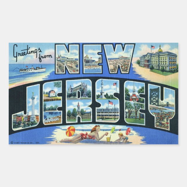 Adesivo Retangular Vintage New Jersey Sticker (Frente)