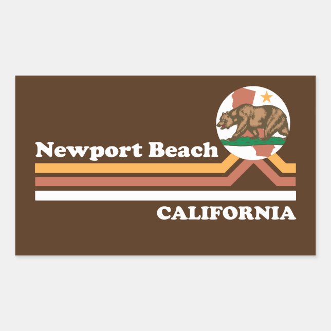 Adesivo Retangular Vintage Newport Beach California (Frente)