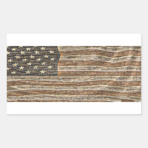 Adesivo Retangular Vintage Patriotic USA Flag em Stone Wall