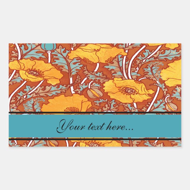 Adesivo Retangular Vintage Poppy ~ Retângulo Sticker (Frente)