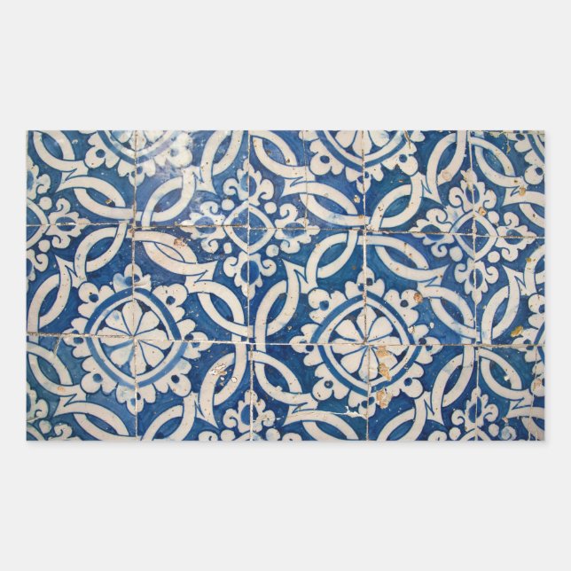 Adesivo Retangular Vintage português azulejo (Frente)