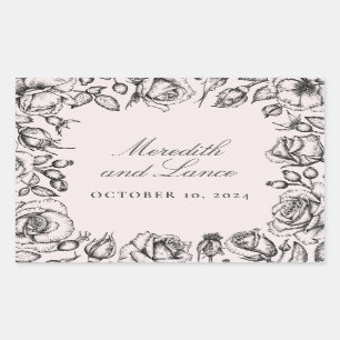 Adesivo Retangular Vintage Rosa Border Pink Wedkers