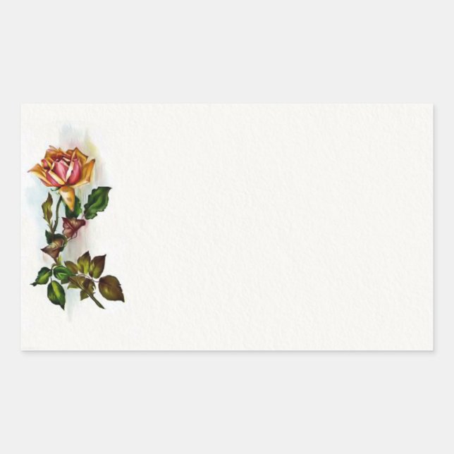 Adesivo Retangular Vintage Rosa Sticker (Frente)