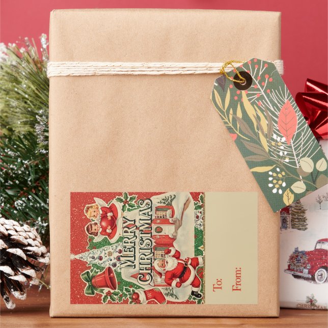 Adesivo Retangular Vintage Santa (Feriado)