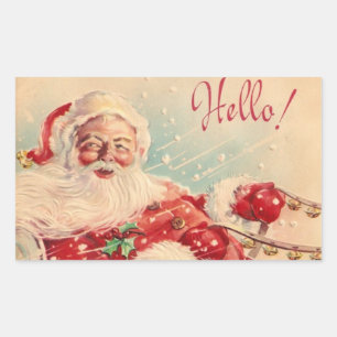 Adesivo Retangular Vintage Santa Claus Riding Slay