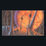 Adesivo Retangular Vintage Science Fiction, Orange Sun e Aliens<br><div class="desc">Ilustração vintage: planetas futuristas de ficção científica e imagem espacial. Um clássico design de quadrinhos retrô de ficção científica apresentando astronautas alienígenas em um planeta com torres comunicações ou elétricas e um enorme sol laranja brilhando.</div>