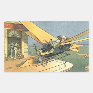 Adesivo Retangular Vintage Science Fiction Steampunk Carro Convertíve