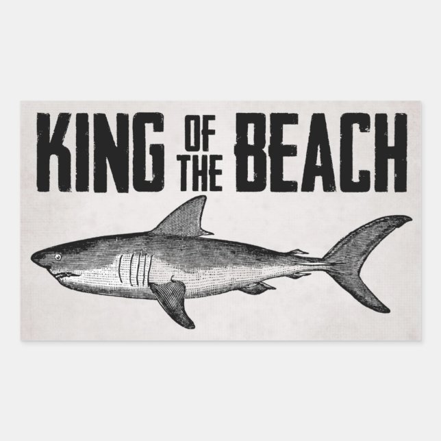 Adesivo Retangular Vintage Shark Beach King (Frente)
