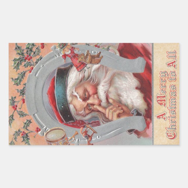 Adesivo Retangular Vintage Sticker Frame de Santa Claus (Frente)