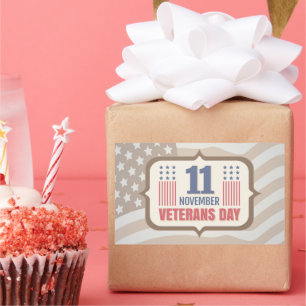 Adesivo Retangular Vintage Sticker para o Dia dos Veteranos